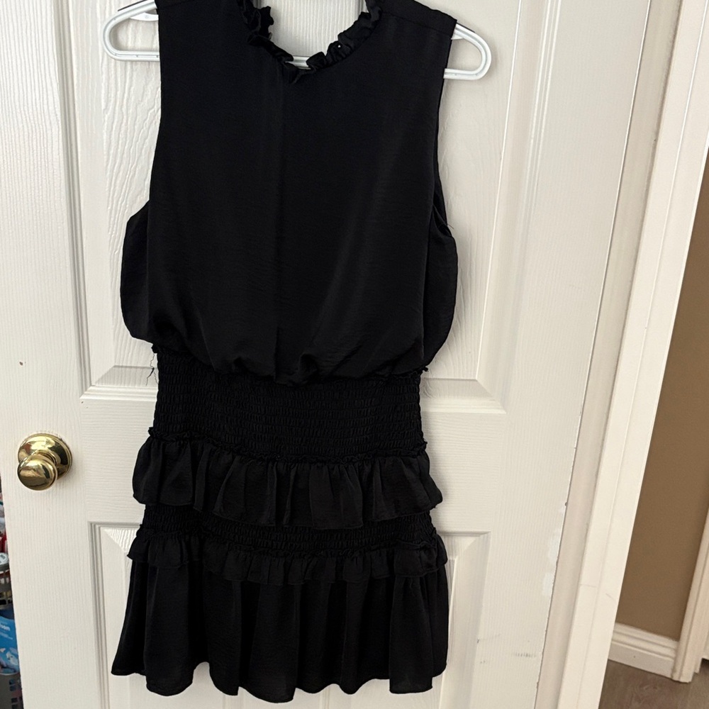 She + Sky Black Ruffled Mini Dress